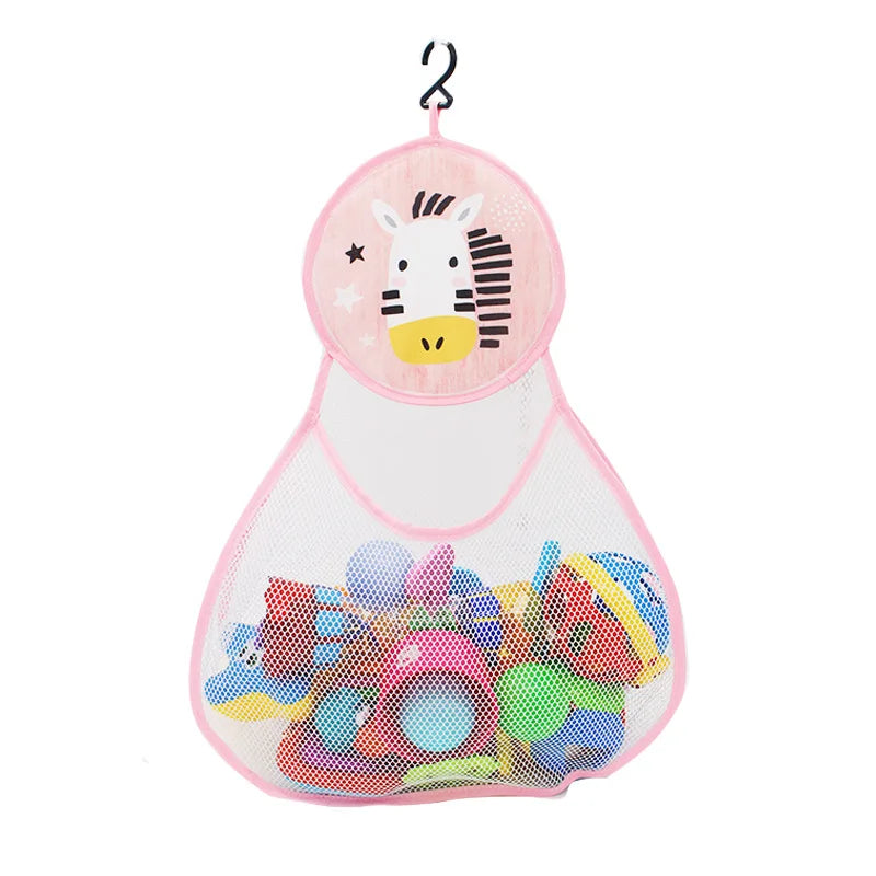 White Baby Bath Toy Storage Mesh Bag with Strong Suction Cups