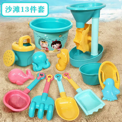 23Pcs Summer Beach Toy Set With Bucket, Watering Bottle & Shovels — Kids Sand & Water Play Tools