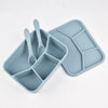 Silicone Lunch Box with Cover, Fork & Spoon – Reusable Fresh-Keeping Food Containers, Fruit Snack Bento Box, Picnic Case