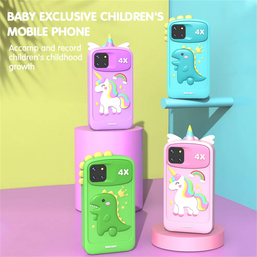 4-Inch Kids Smart Phone Toy with 48MP Dual Lens, Cartoon Design, MP3 Player, Early Educational Mobile for Children