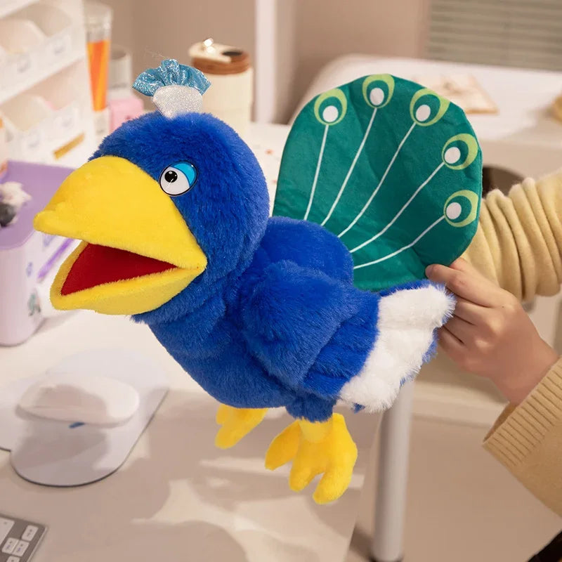 6 Style Plush Hand Puppets, Toucan Parrot Bald Eagle Peacock Owl Flamingo for Kids