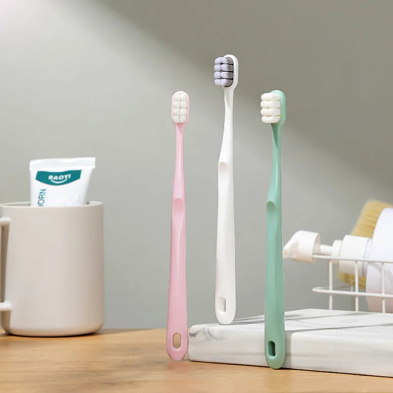 Gentle Toothbrush for Sensitive Teeth, 8 Bristle Bundles, Advanced Adult Toothbrush for Household Use