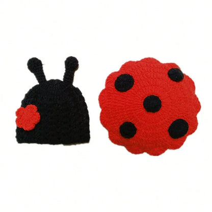Newborn Photography Outfit Handmade Knitted Baby Beetle Ladybird Costume Romper for Kids Boy Girl Photo Props Clothing