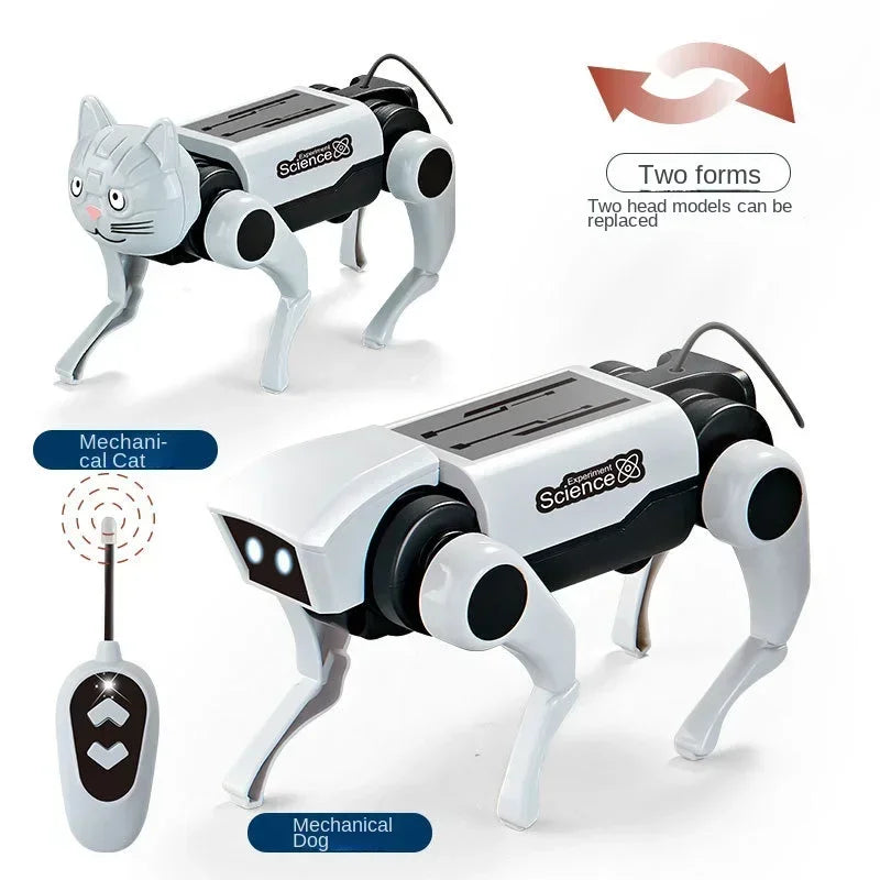 2-in-1 RC Robot Puppy and Cat Toy – DIY Assembling Mechanical Animal for Kids