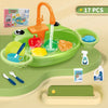 Electric Kids Kitchen Sink Toy – Mini Pretend Dishwasher & Play Food Set for Role Play
