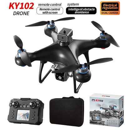 KY102 Drone with Screen – 8K Dual Camera Brushless RC Helicopter with Obstacle Avoidance
