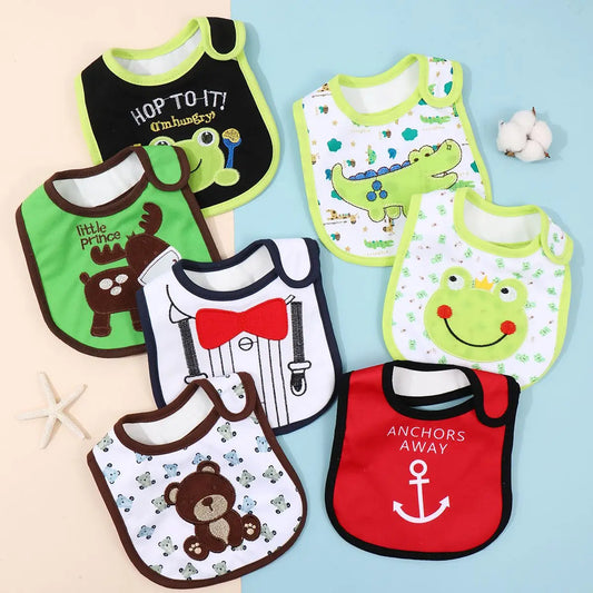 3-Piece Set – Waterproof Baby Bibs with Cartoon Embroidery, Saliva Towels & Rice Pocket for Infants - Kidzy Market