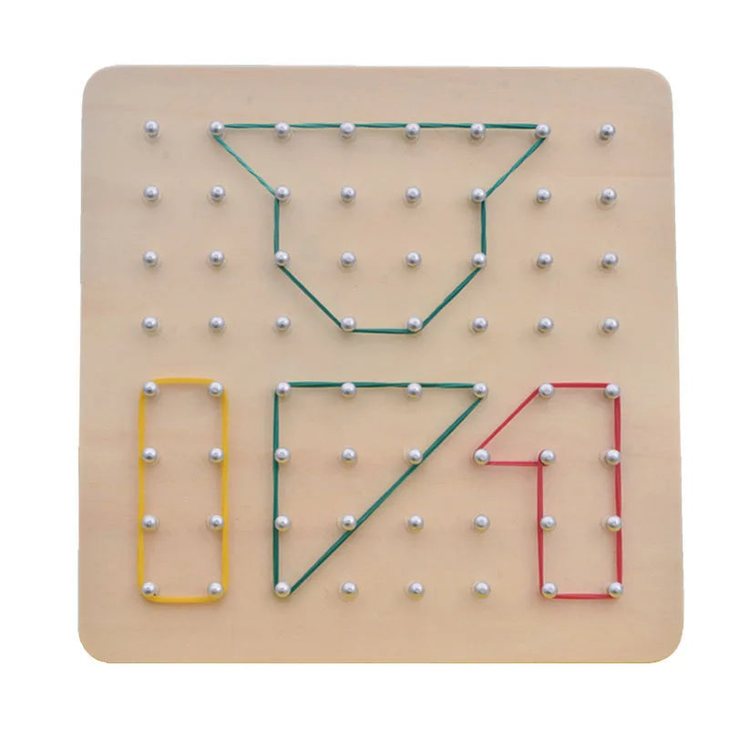 Montessori Baby Creative Toy – Graphic Rubber Tie Nail Boards with Cards for Early Childhood Education and Preschool Learning