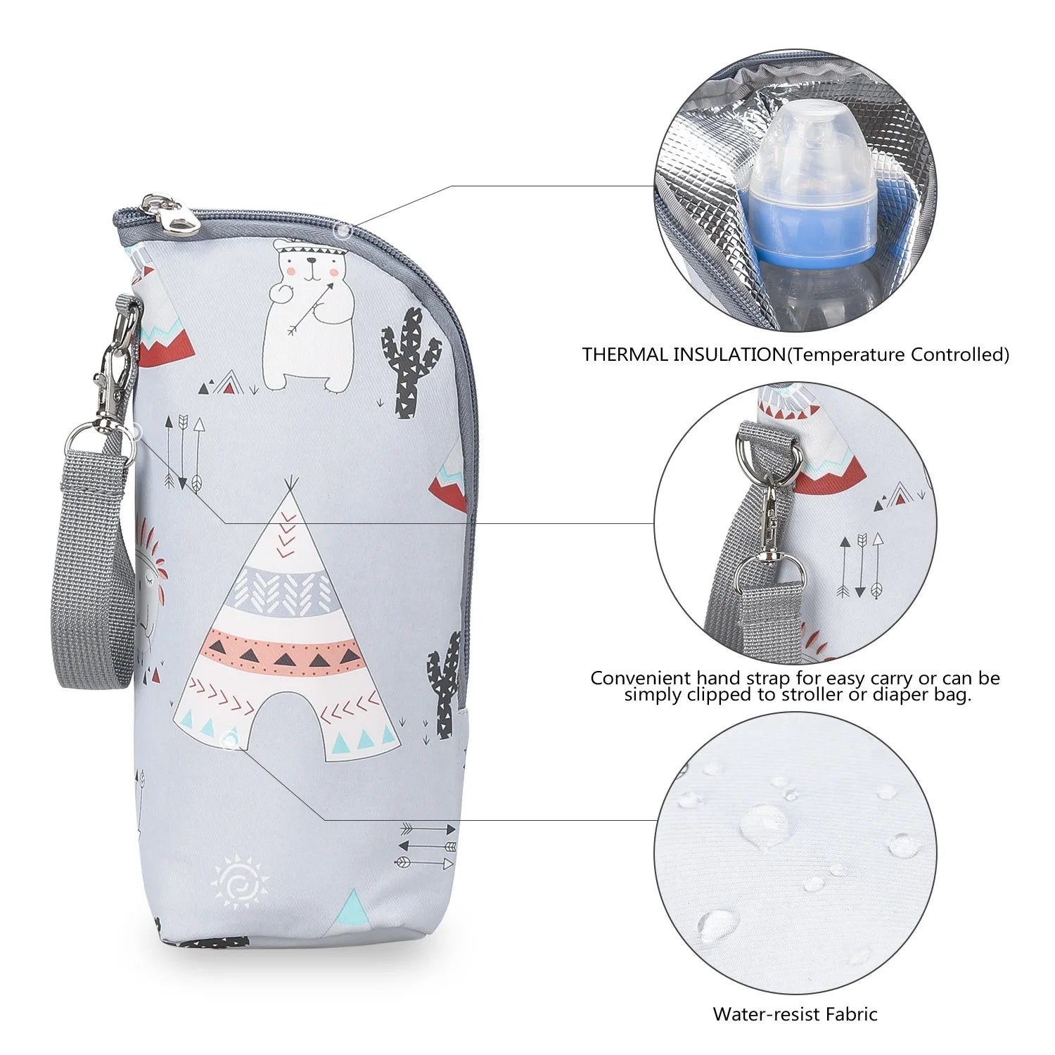 Portable Baby Bottle Bag Feeding Warmer Aluminum Mold Insulation Stroller Hanging Bag - Kidzy Market