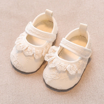 BeQeuewll Infant Baby Girls Shoes – Non-Slip Soft Soled Lace Bowknot Flats, Spring/Autumn First Walker Princess Shoes