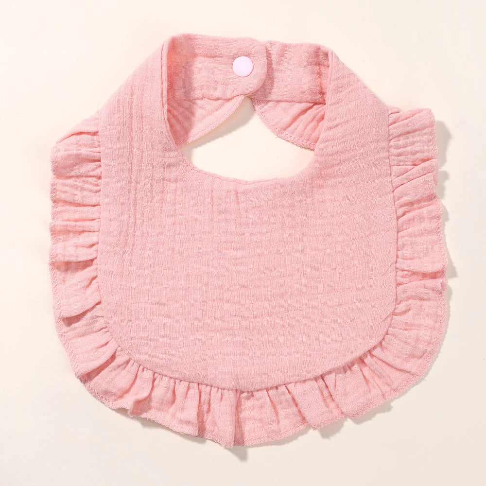 Newborn Baby Bibs & Burp Cloths | Solid Color Toddler Bandana Feeding Bibs, Ruffle Saliva Towel for Drool, Baby Accessories - Kidzy Market