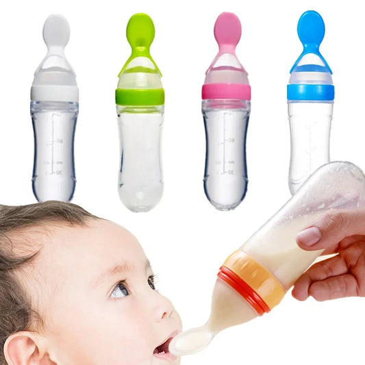 Mushy Food Feeder Spoon for Babies - Puree, Juices, Egg Custard Feeder, Press Type Bottle Spoon, Infant & Kids Nipple Utensils