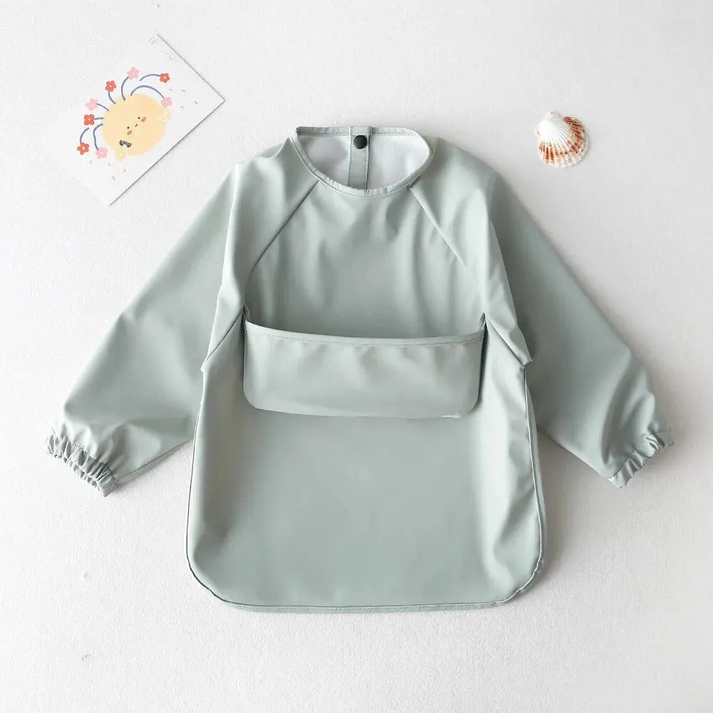 1-Piece Solid Color Baby Art Smock – Waterproof Long Sleeve Feeding Bib Apron for Kids, Soft & Comfortable - Kidzy Market