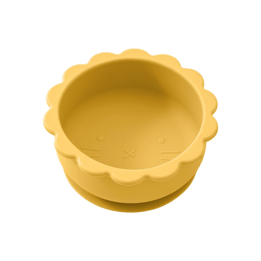 1PC Baby Silicone Bowl - Cute Cartoon Lion Shape Baby Tableware, Solid Color Baby Food Storage, BPA-Free Suction Baby Meal Tray