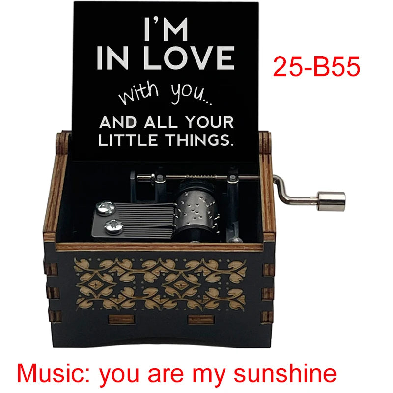 You Are My Sunshine Quote Print Wooden Music Box Birthday Party Favor Gift for Kids