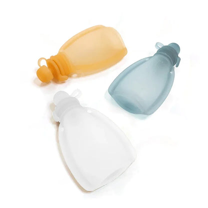 120ML BPA-Free Refillable Silicone Baby Food Bags - Reusable Squeeze Storage Containers for Toddlers & Kids