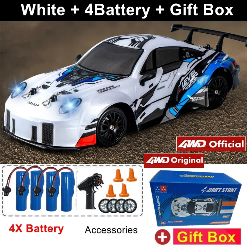 4WD RC Drift Car with LED Lights and 2.4G Remote Control 20km/h Speed