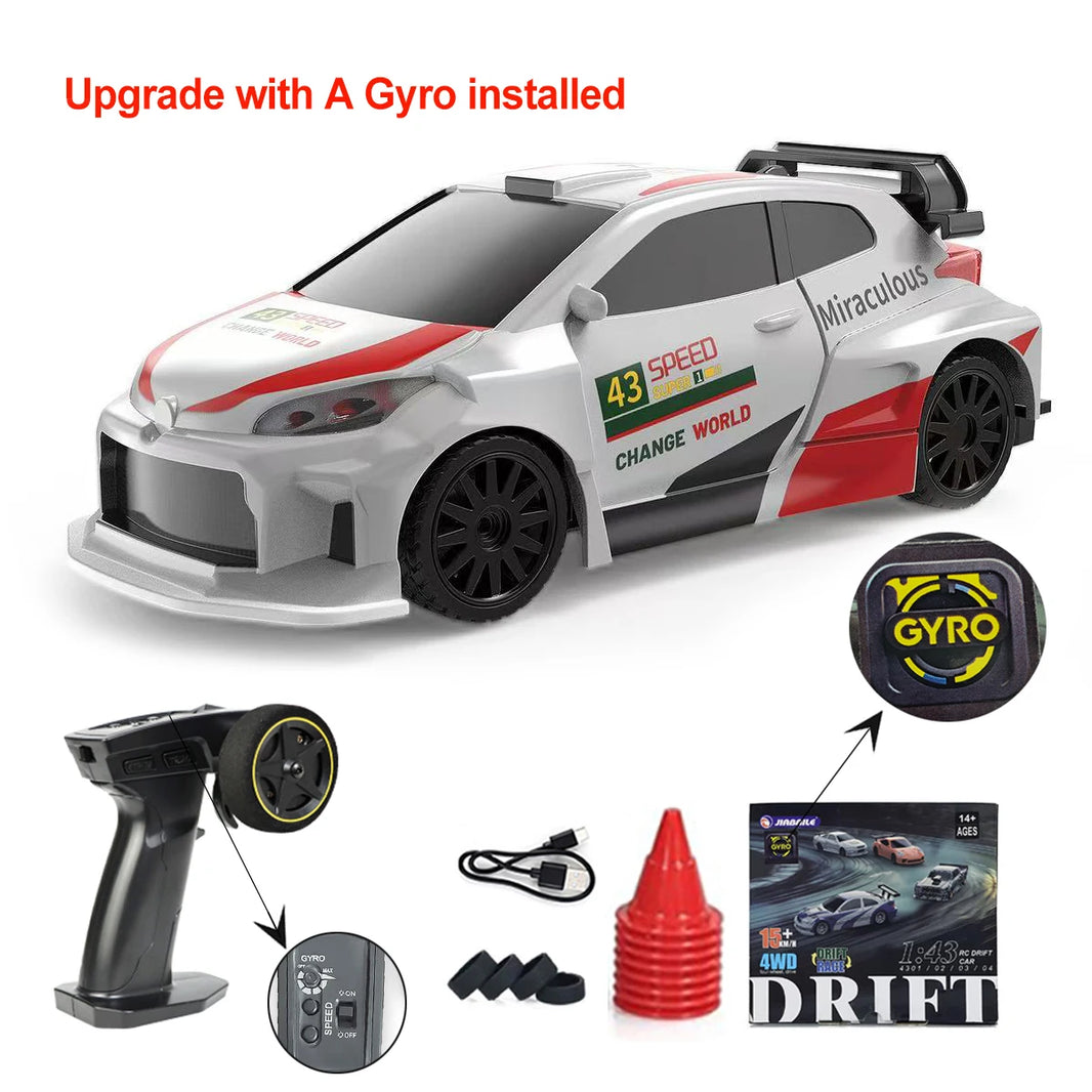 Upgraded Gyro 1/43 RC Drifting Car with 4WD and 2.4G Remote Control