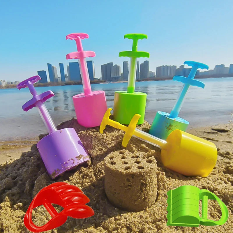 Kids Sandbox Mold Set With Shovel & Castle Brick Walls — Outdoor Beach Sand Play Toy