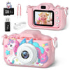 Cute Cat Kids Camera with Dual Lenses, 32GB Card, Silicone Case, HD Video Toy Gift