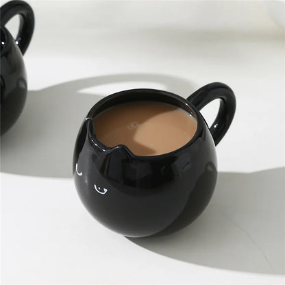 Cat-Shaped Porcelain Coffee Mug — Cute Cartoon Ceramic Cup with Handle, 13oz (380ml), 1-Pack