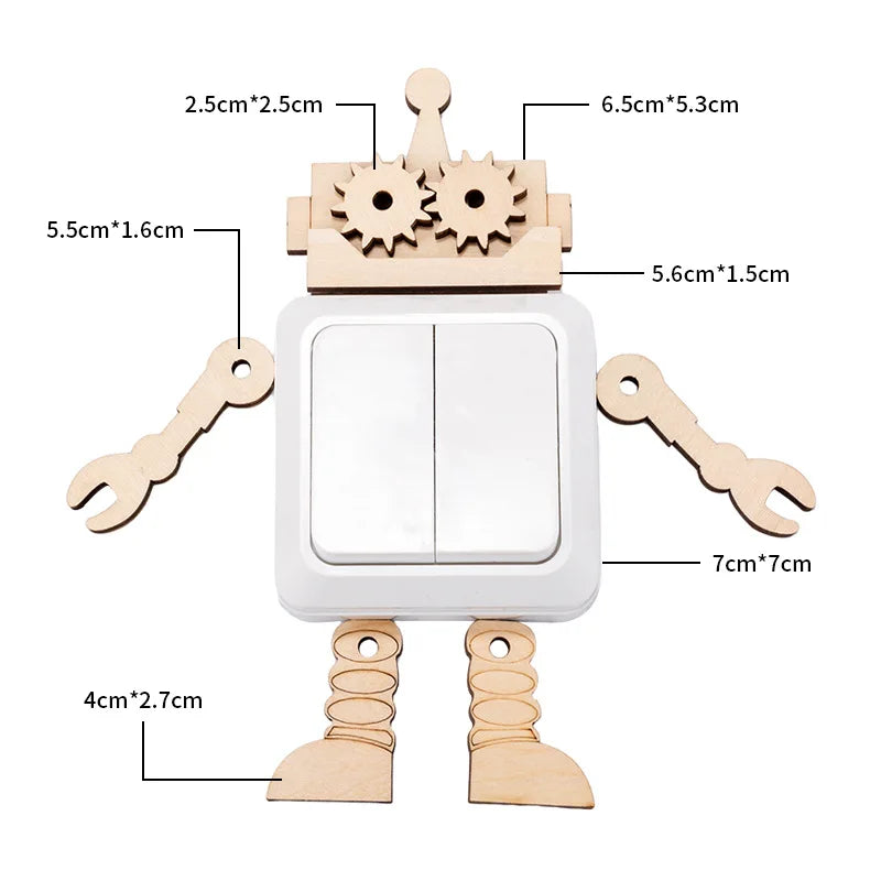 Baby Montessori Busy Board DIY Wooden Toy – Accessories with Robot, Lock, Gear, Horn, and Zipper, Educational Graffiti Toy for Children Gifts