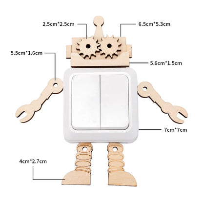 Baby Montessori Busy Board DIY Wooden Toy – Accessories with Robot, Lock, Gear, Horn, and Zipper, Educational Graffiti Toy for Children Gifts