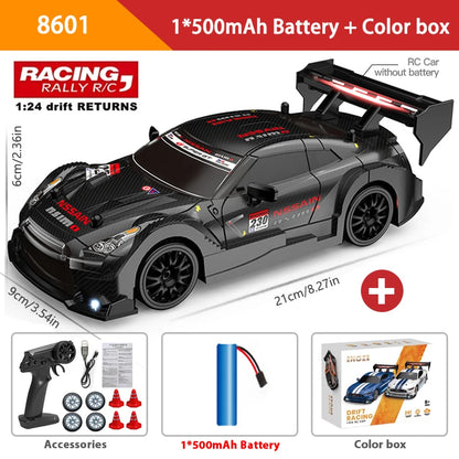 1:24 High-Speed RC Drift Car Mustang with 4WD and Replaceable Tires