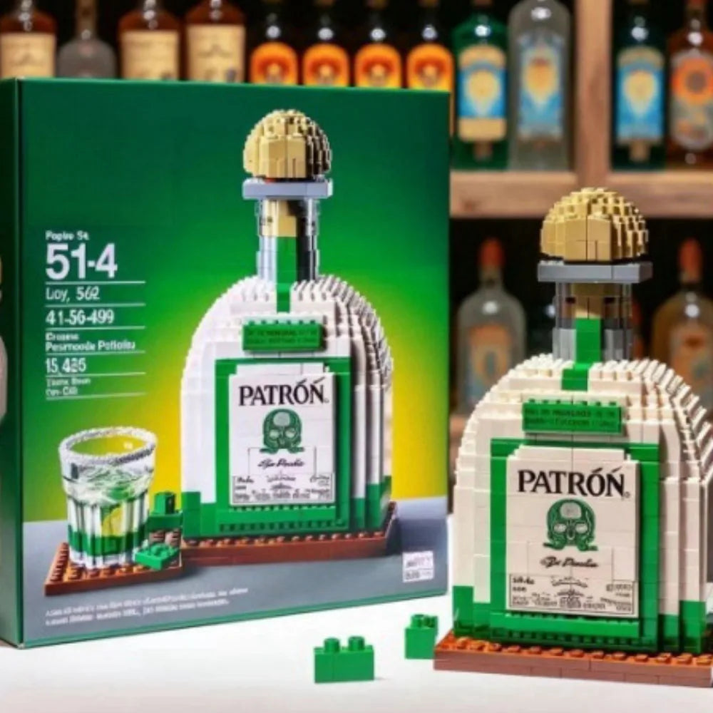 Whiskey Bottle Building Block Model – Creative Wine Bottle Assemble Toy for Home Decor