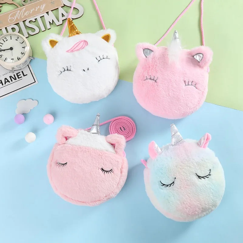 Fashion Cute Unicorn & Animal Messenger Bag for Girls – Plush Mini Shoulder Bag, Kids' Coin Purse & Princess Handbag - Kidzy Market