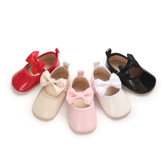Solid Color Fashion Newborn Princess Shoes Non-Slip Cloth Bottom Shoes Girl Elegant Breathable Leisure Baby First Walking Shoes