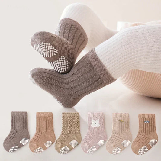 3 Pairs Newborn Baby Socks - Autumn Warm, Breathable Non-Slip Stockings | Solid Fashion Socken for Boys & Girls, Kids Clothes Accessories