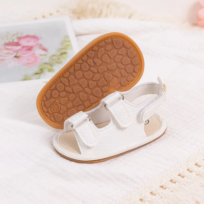 New Baby Sandals – Baby Boy & Girl PU Soft Bottom Sole, Anti-Slip Infant First Walker Crib Shoes, Newborn Moccasins