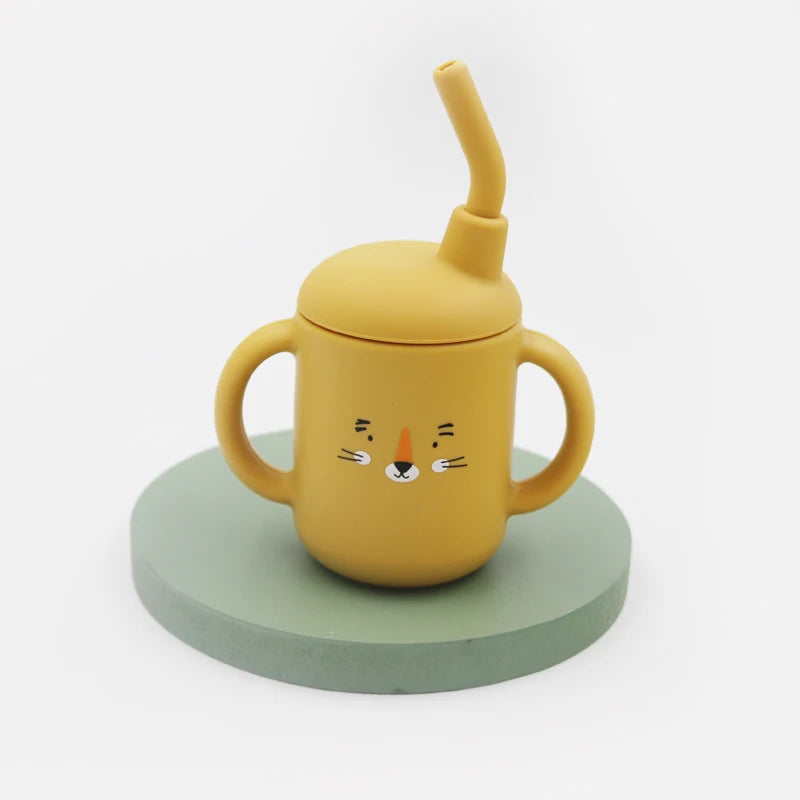 New Cartoon 120ML Baby Silicone Sippy Cup - BPA-Free, Portable Snack Storage Container, Leakproof Trainer Feeding Cup
