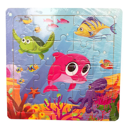 New 20 Piece Wooden 3D Puzzle, Cartoon Animal & Vehicle Jigsaw, Montessori Educational Toy for Kids, Baby 1-3 Years