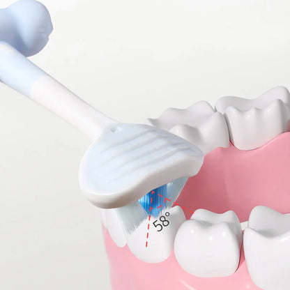 3D Stereo Three-Sided Toothbrush, Ultra Fine Soft Bristles, Kids Toothbrush with Tongue Scraper for Deep Oral Care