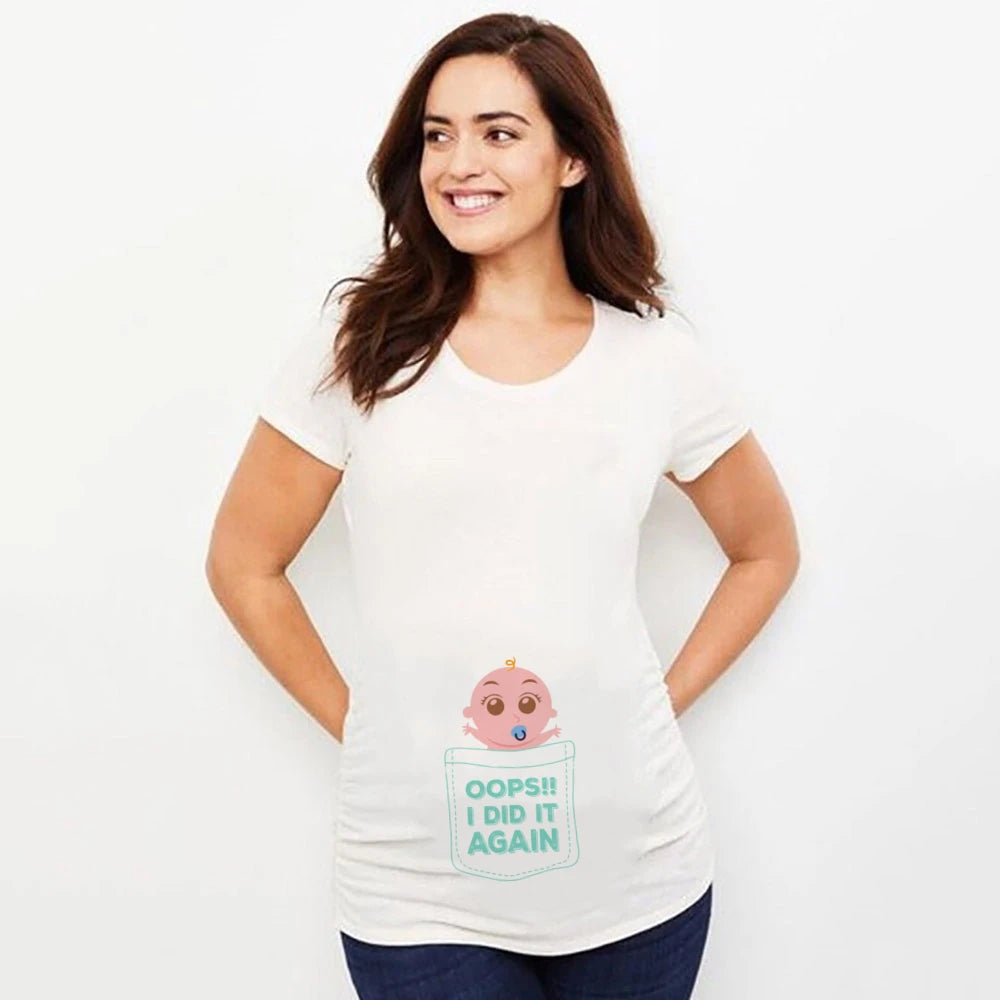 Maternity Shirt Pregnancy Announcement Tee - Summer Casual Mama Blouse, Basic Pregnancy Clothes for Expecting Moms