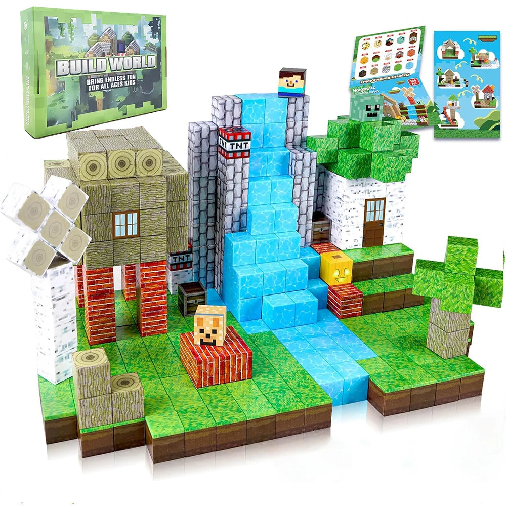 192PCS Magnetic Building Blocks – Mine World STEM Set