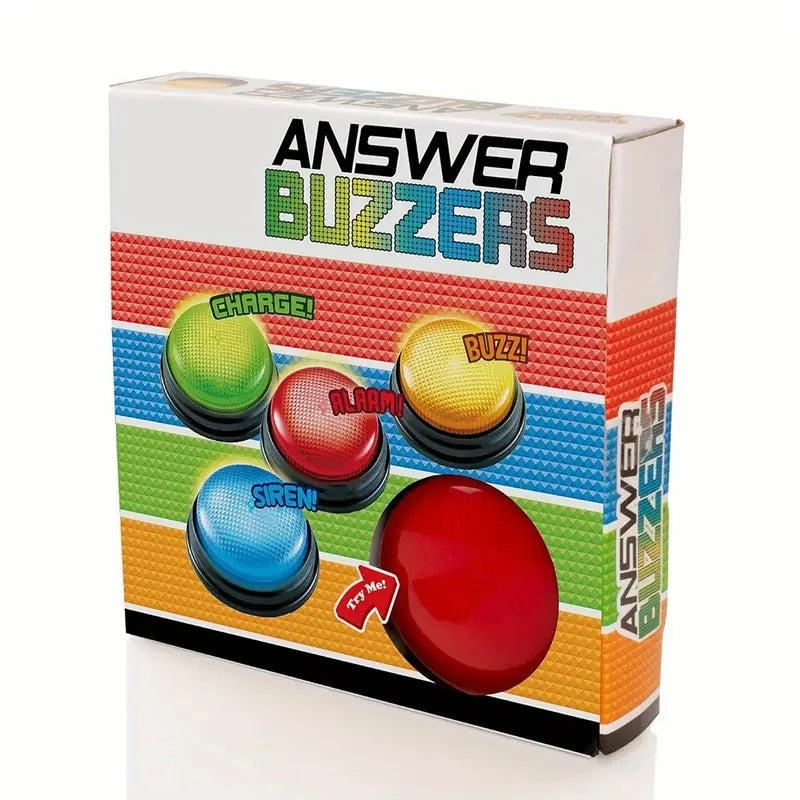 Answer Buzzers for Game Shows - 4pcs with Lights & Sounds, Buzz Buttons for Kids & Adults, Perfect for Classroom Games