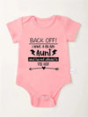 “Back Off! I Have a Crazy Aunt” – Funny Letter Print Baby Onesie, Short-Sleeve Bodysuit for Newborns & Infants
