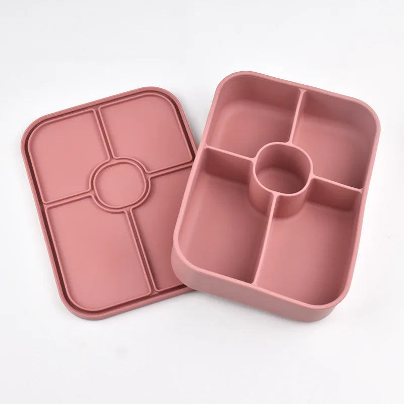 Food Grade Silicone 5-Grid Lunch Box & Bento Box – Microwave & Freezer Safe, Leakproof Lunch & Snack Storage with Lid for School, Work, and Travel
