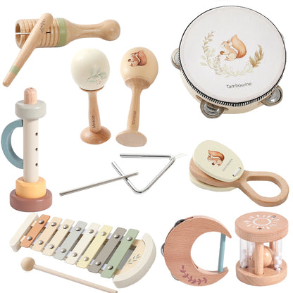 Musical Instruments Montessori Set for Babies (0-12 Months) – Includes Drum, Xylophone, and Other Wooden Musical Toys for Early Education and Development. Perfect for Baby’s Sensory and Motor Skill Growth.