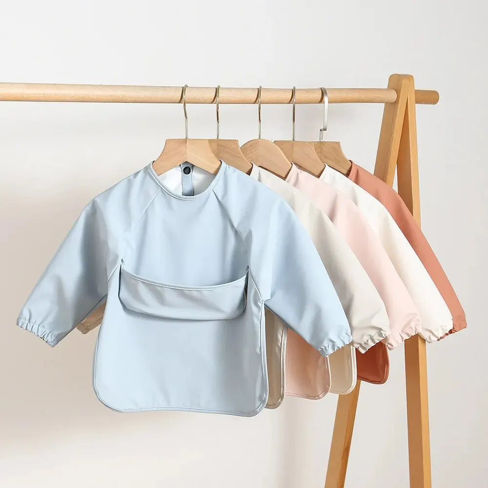 1-Piece Solid Color Baby Art Smock – Waterproof Long Sleeve Feeding Bib Apron for Kids, Soft & Comfortable - Kidzy Market