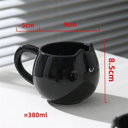 Cat-Shaped Porcelain Coffee Mug — Cute Cartoon Ceramic Cup with Handle, 13oz (380ml), 1-Pack