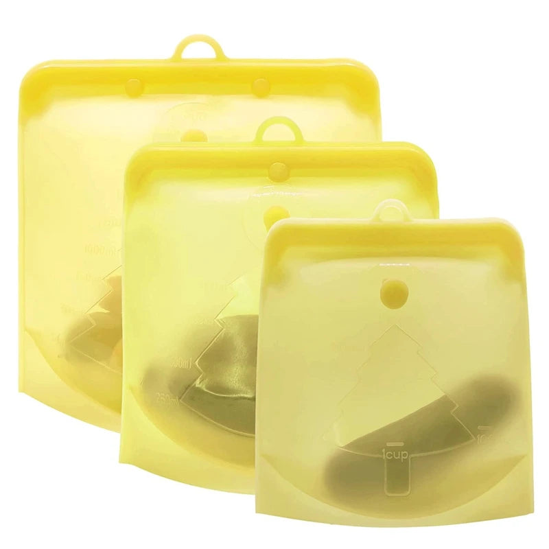 PULISI Silicone Reusable Food Storage Bag – 1500ml/50oz Leakproof Freezer Bag, Fresh-Keeping Snack & Food Storage Bag