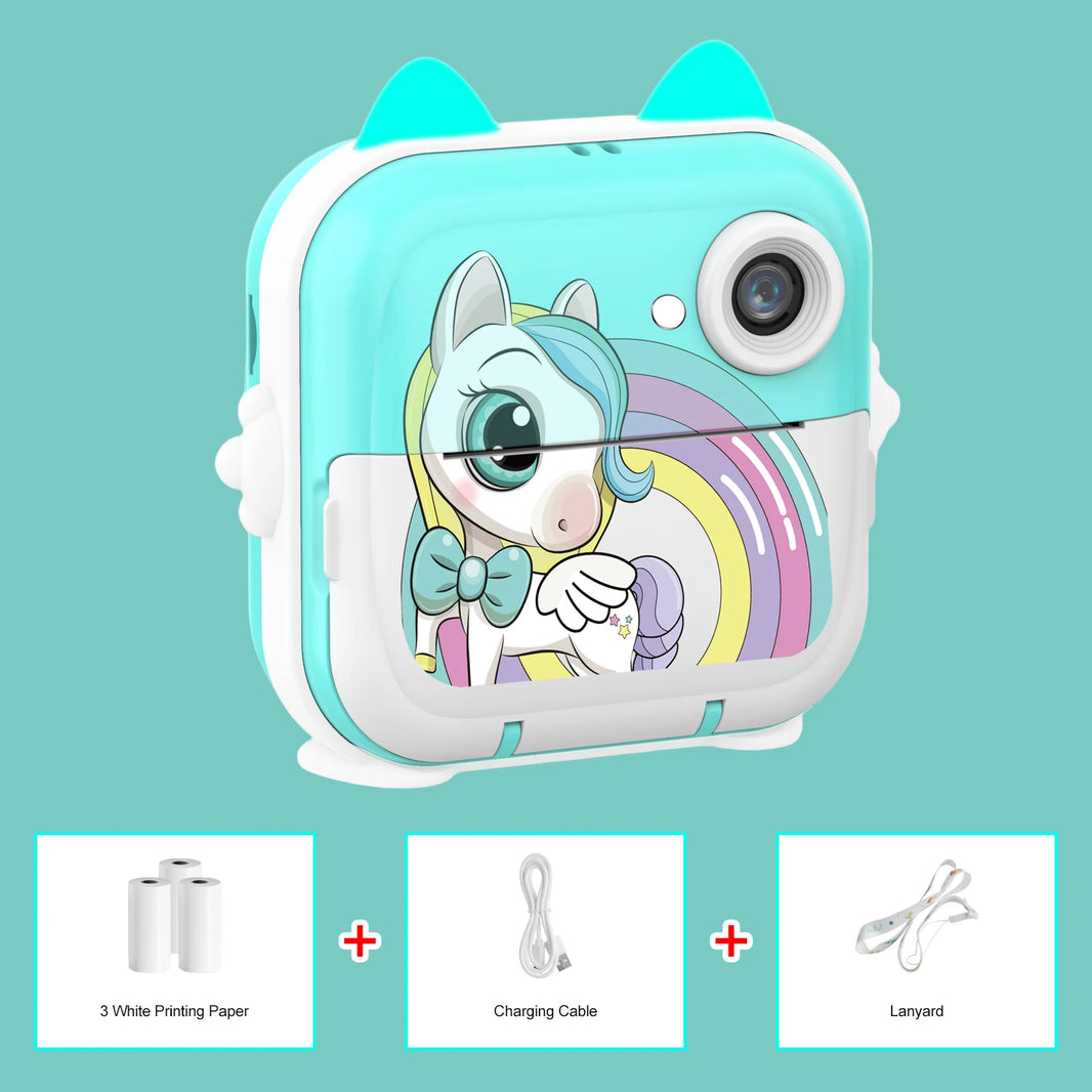 MISIRUN Kids Instant Print Digital Camera with Photo and Video, Thermal Printing, 32GB Card, Educational Toy Gift
