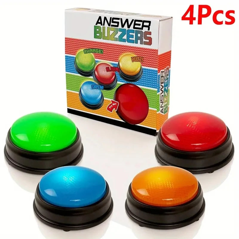 Answer Buzzers for Game Shows - 4pcs with Lights & Sounds, Buzz Buttons for Kids & Adults, Perfect for Classroom Games