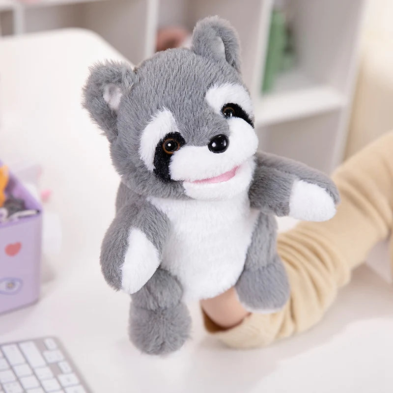 Stuffed Plush Hand and Finger Puppets, Duck Lamb Cow Dog Horse Educational Toy for Kids