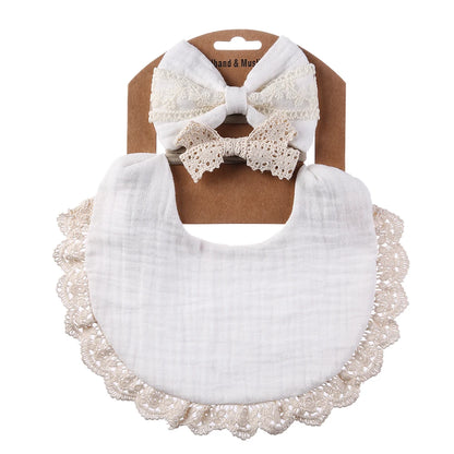 3Pcs/Set Muslin Cotton Bamboo Baby Bibs with Tassel Lace | Adjustable Feeding Drool Burp Cloths for Boys & Girls | Infant Scarf Towel Set - Kidzy Market