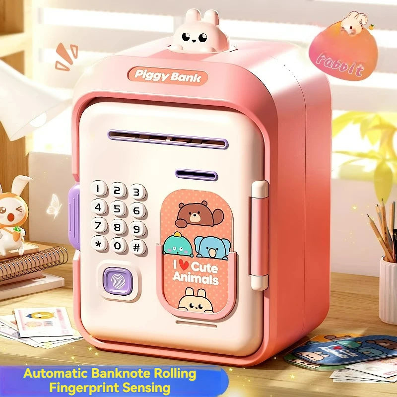 Electronic Piggy Bank with Password Safe Smart Fingerprint Automatic Banking Children's Gift Money Box
